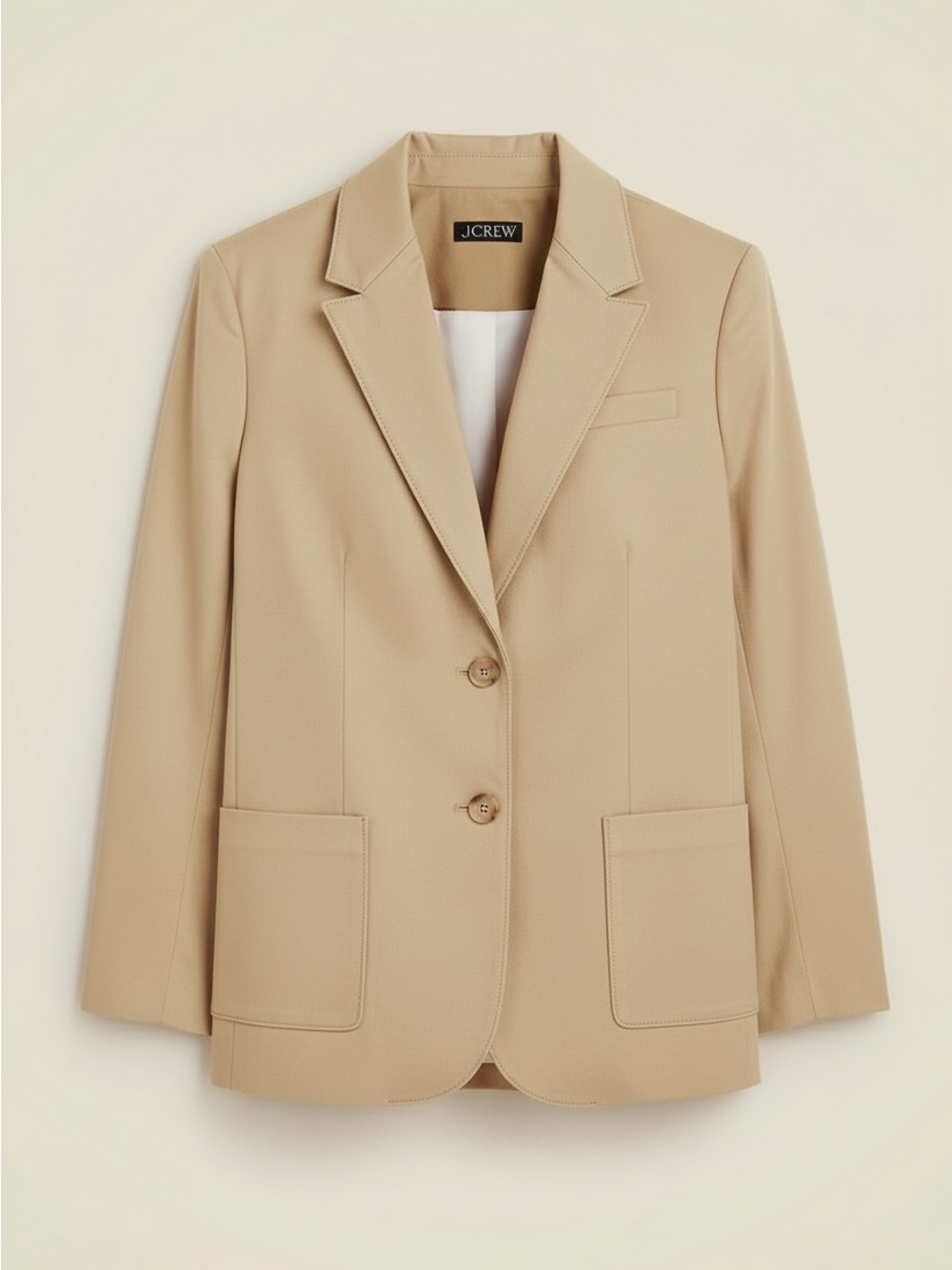 J. CREW Relaxed Patch-Pocket Blazer Cotton Blend Tan Notched Lapel Blazer Size 4